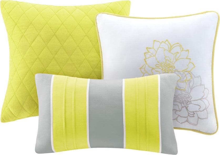 Olliix.com Comforters & Blankets - Lola Full/Queen 6 Piece Reversible Cotton Printed Coverlet Set Yellow