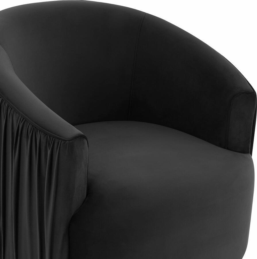 Tov Furniture Accent Chairs - London Black Pleated Swivel Chair