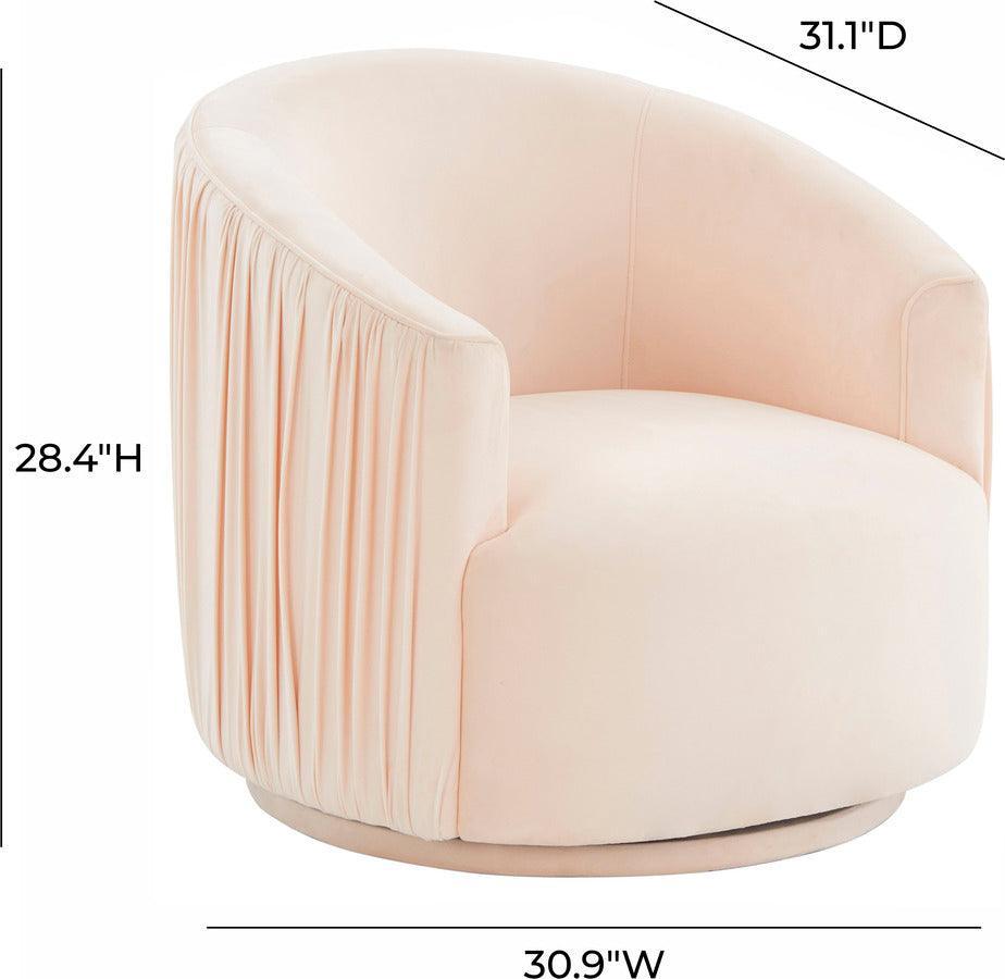 Tov Furniture Accent Chairs - London Peche Pleated Swivel Chair Peche