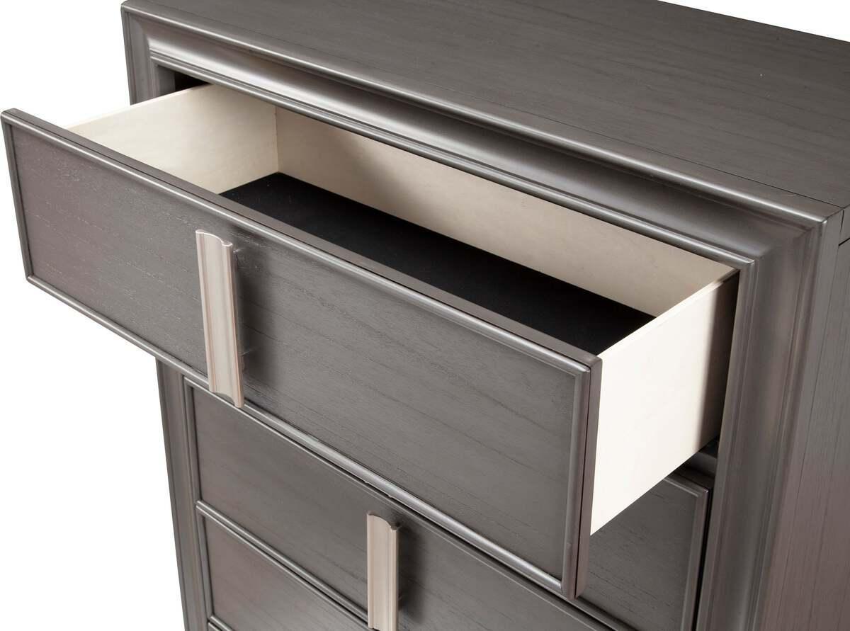 Alpine Furniture Dressers - Lorraine 5 Drawer Chest Dark Gray