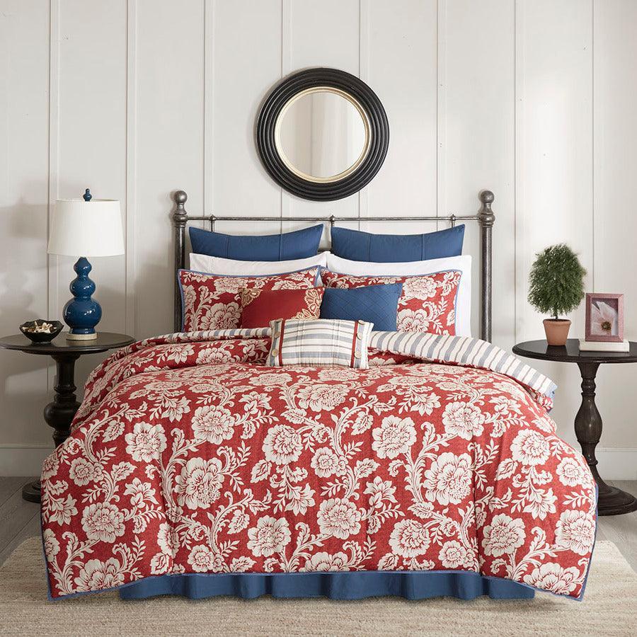 Shop Lucy King 9 Piece Cotton Twill Reversible Comforter Set Red