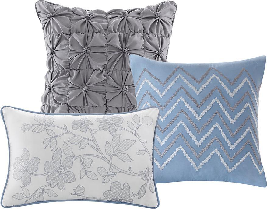 Olliix.com Comforters & Blankets - Luna Full/Queen 6 Piece Reversible Coverlet Set Blue