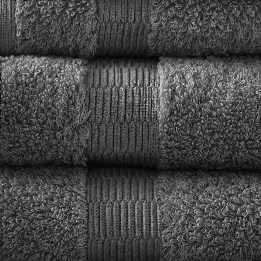 Shop Luxor 100% Egyptian Cotton 6 Piece Towel Set Charcoal