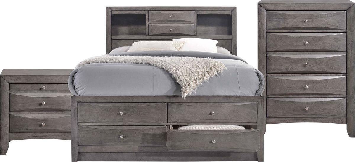 Elements Bedroom Sets - Madison Full Storage 3PC Bedroom Set Gray