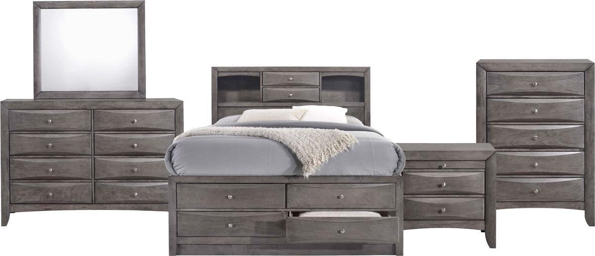 Elements Bedroom Sets - Madison Full Storage 5PC Bedroom Set Gray