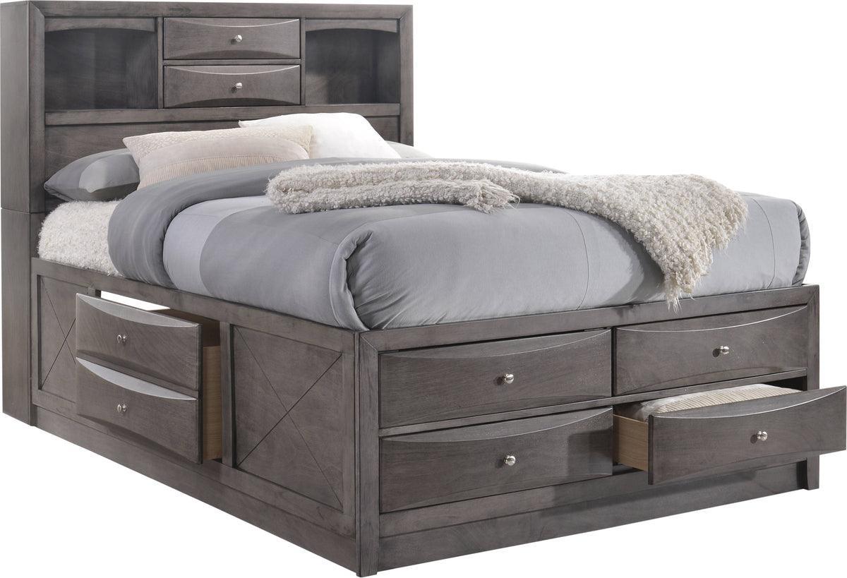 Elements Bedroom Sets - Madison Full Storage 6PC Bedroom Set Gray