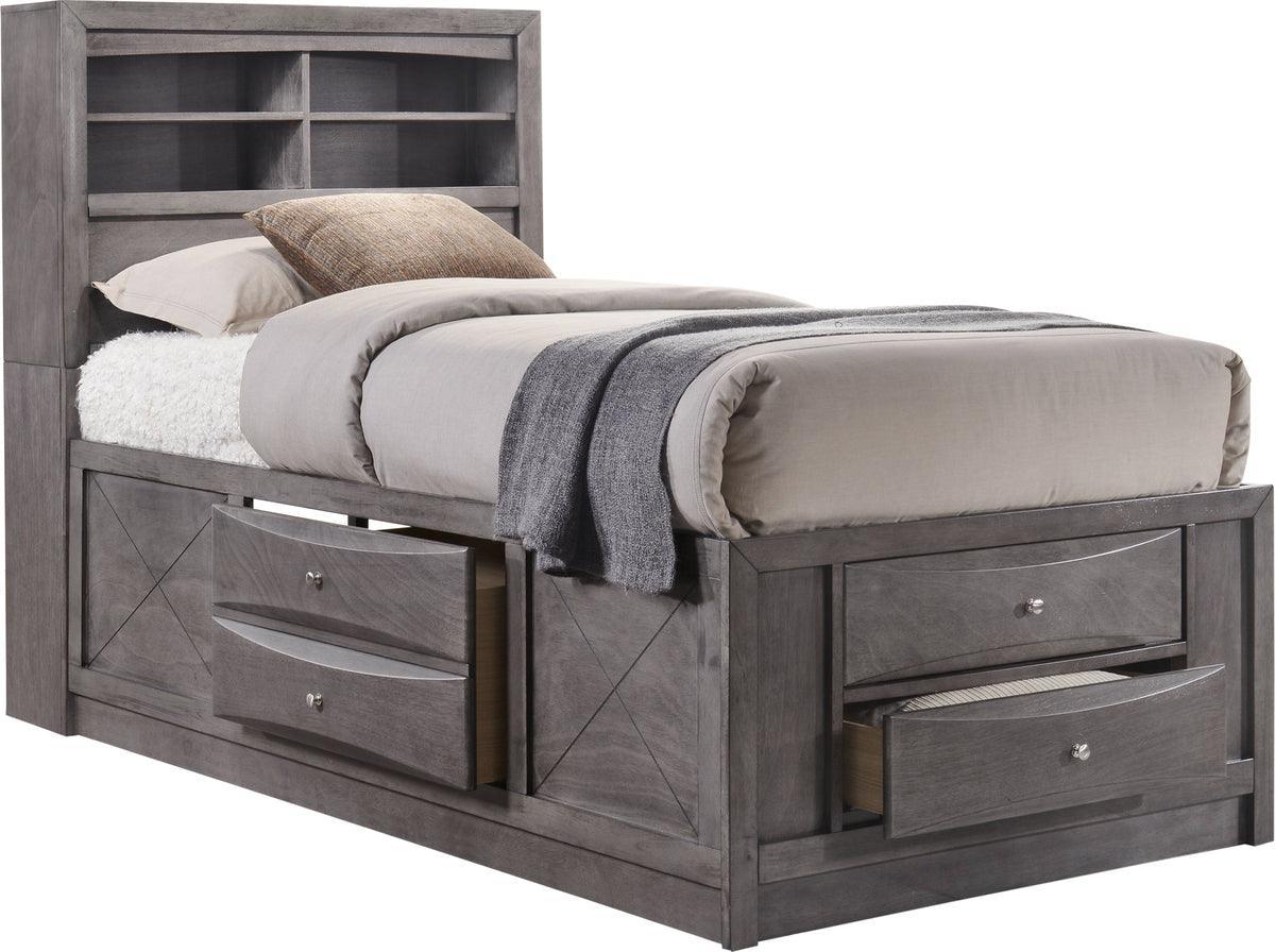 Elements Bedroom Sets - Madison Twin Storage 3PC Bedroom Set Gray