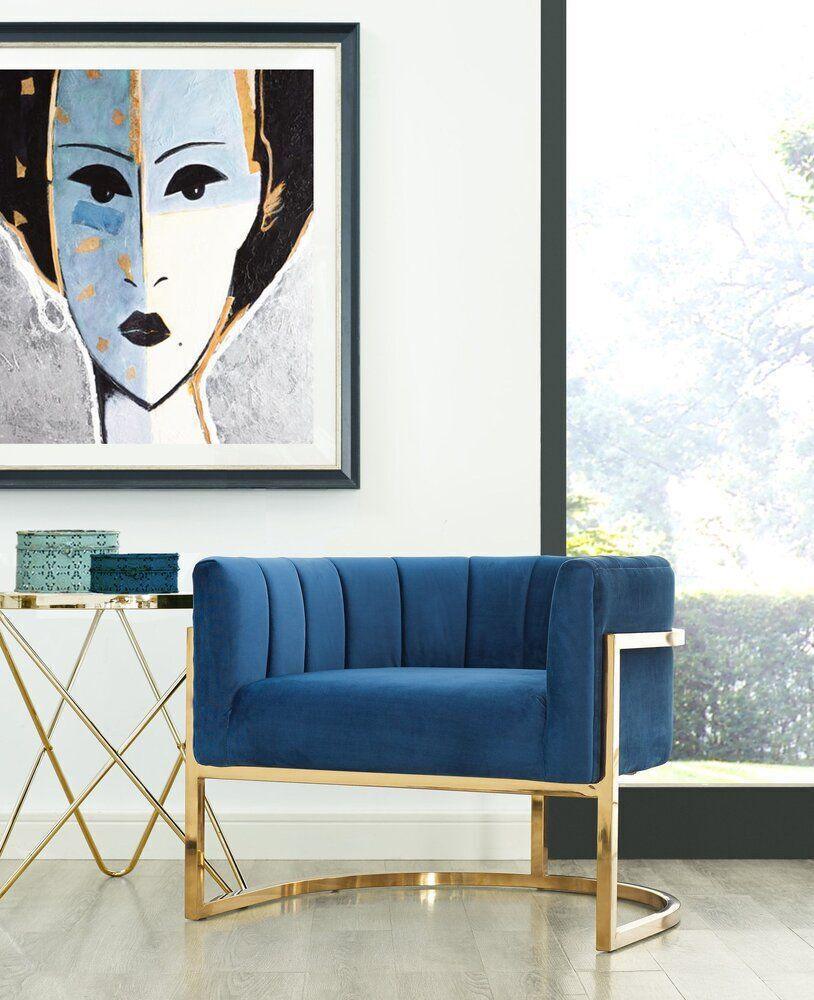 Tov Furniture Accent Chairs - Magnolia Chair Navy & Gold