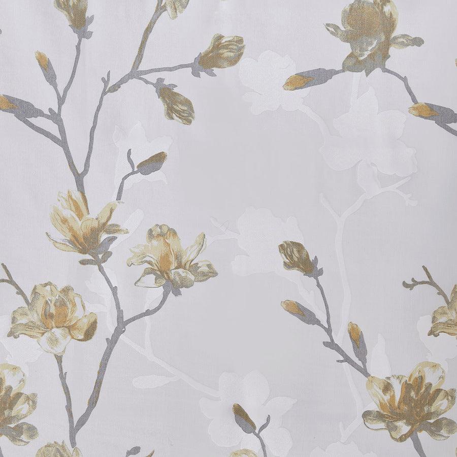 Olliix.com Shower Curtains - Magnolia Floral Printed Burnout Shower Curtain Yellow