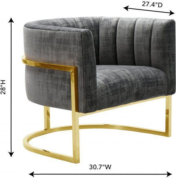 Tov Furniture Accent Chairs - Magnolia Slub Gray Chair with Gold Base