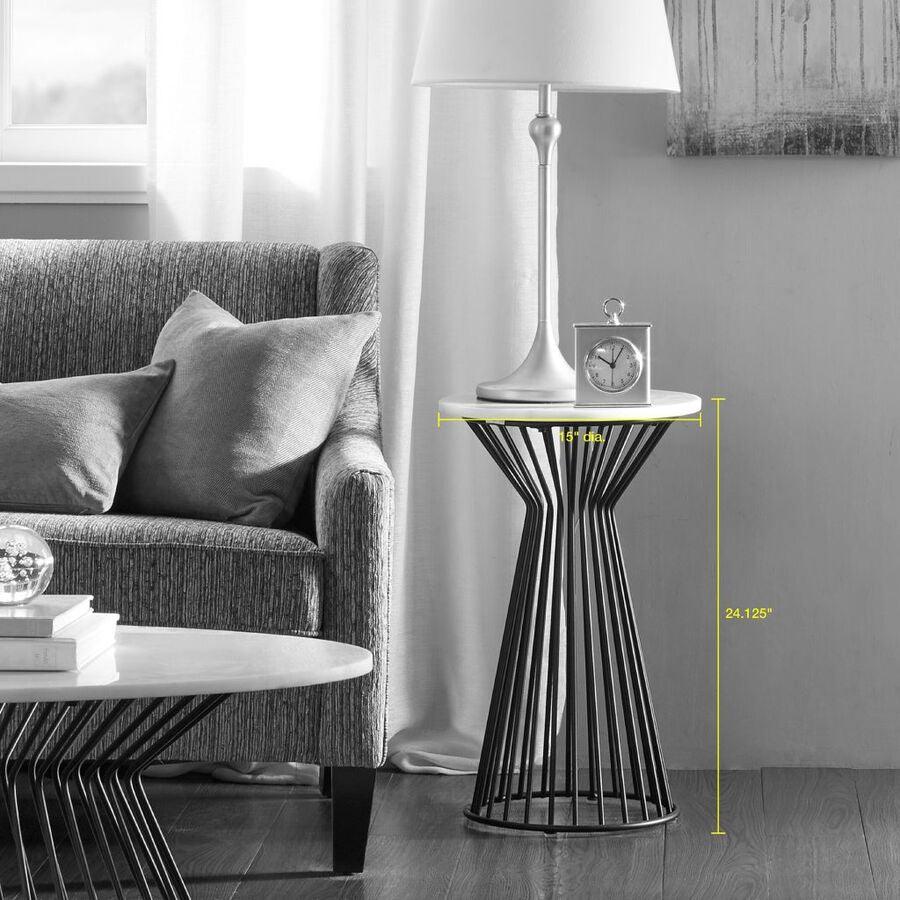 Olliix.com Side & End Tables - Marbury Traditional Pedestal Dia15"x24.125"H White & Black