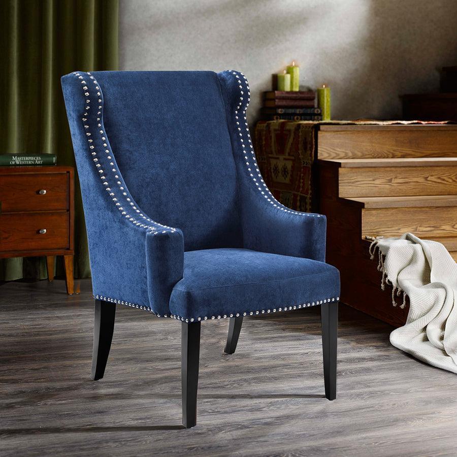 Olliix.com Accent Chairs - Marcel High Back Wing Chair Blue