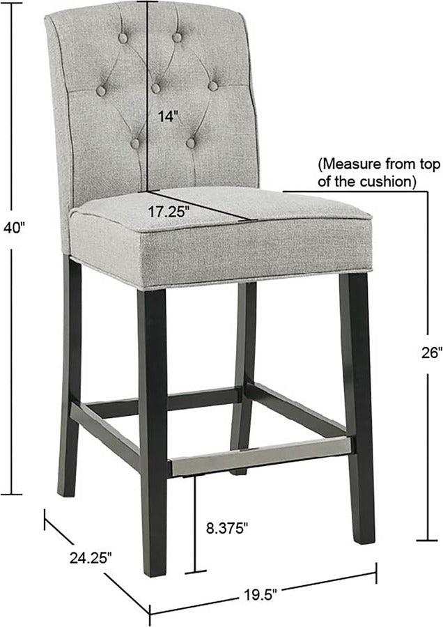 Olliix.com Barstools - Marian Tufted Counter Stool Light Grey