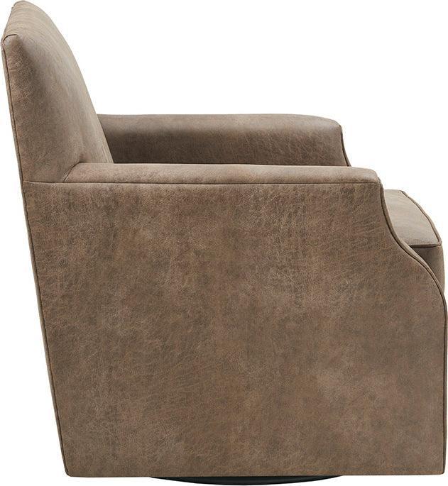 Olliix.com Accent Chairs - Marion Faux Leather Swivel Chair Brown