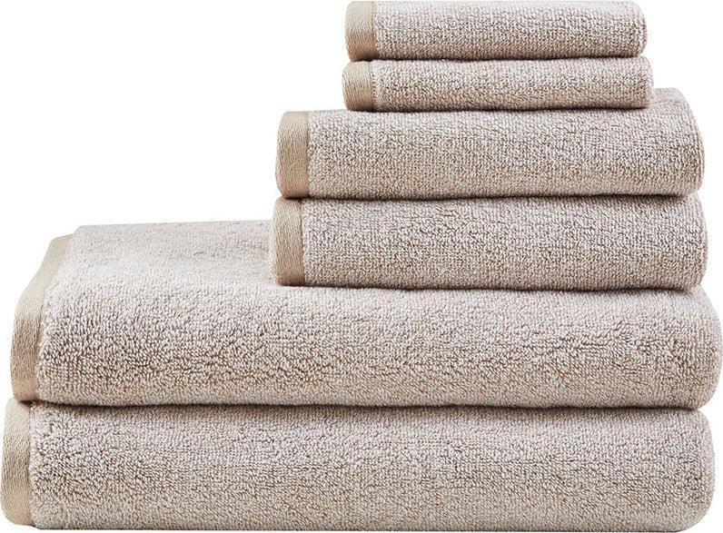 Shop Marle 100% Cotton Dobby Yarn Dyed 6 Piece Towel Set Natural, Bath  Towels