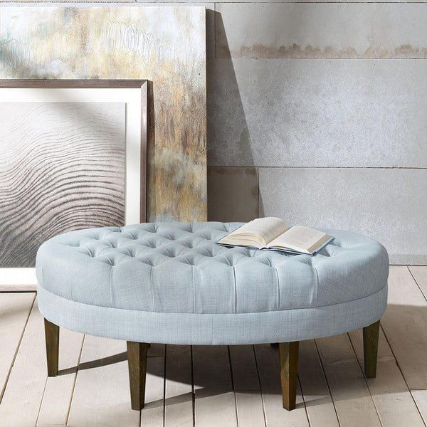 Oval tufted online ottoman