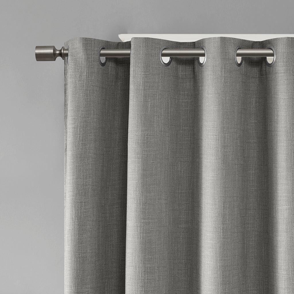 Olliix.com Curtains - Maya 100 H Printed Heathered Blackout Patio Panel Gray