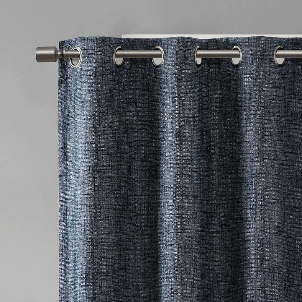 Olliix.com Curtains - Maya 100 H Printed Heathered Blackout Patio Panel Navy