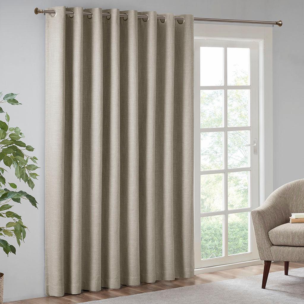 Olliix.com Curtains - Maya 100 H Printed Heathered Blackout Patio Panel Taupe