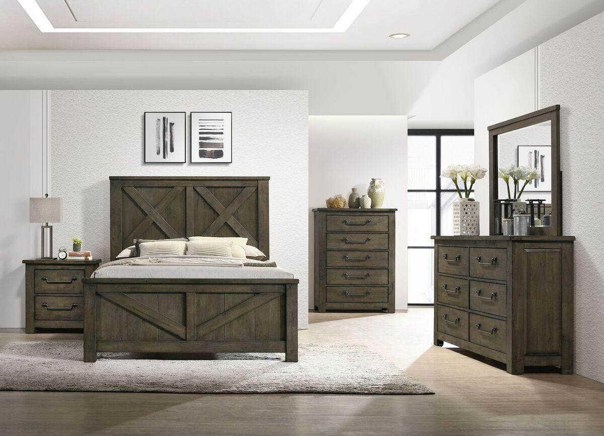 Elements Bedroom Sets - Memphis King Panel 3PC Bedroom Set in Grey Antique Grey