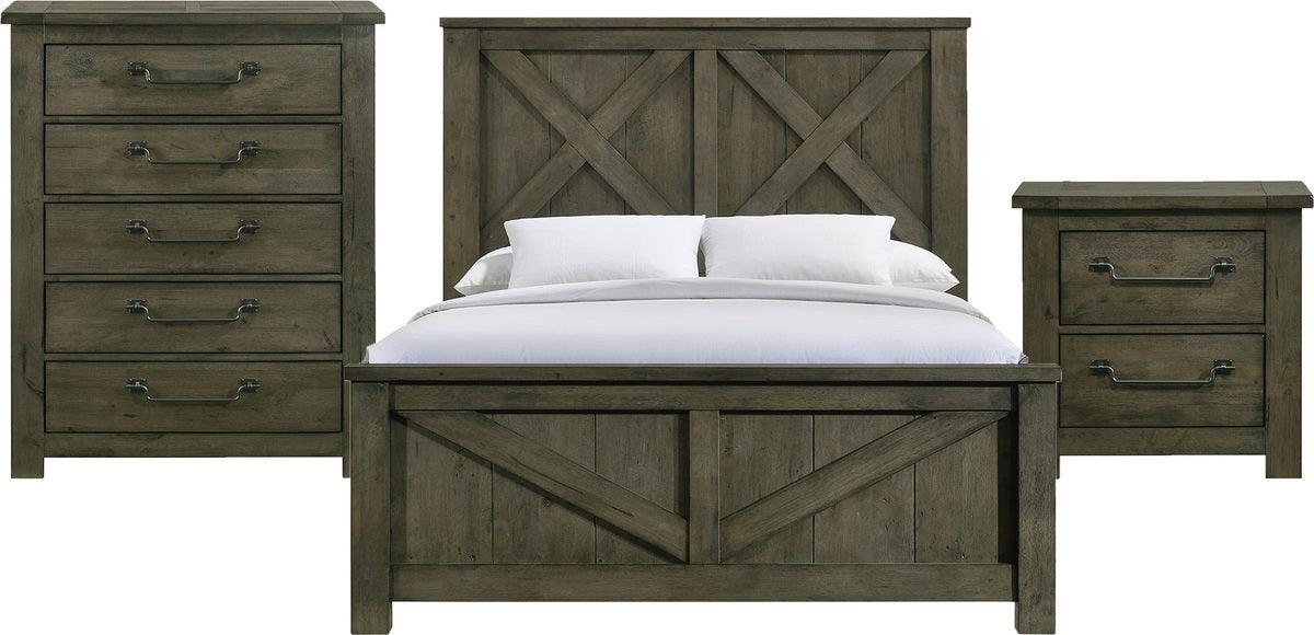 Elements Bedroom Sets - Memphis Queen Panel 3PC Bedroom Set in Grey Antique Grey