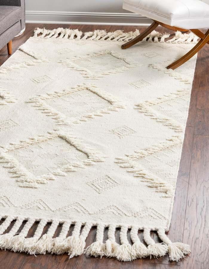 Unique Loom Indoor Rugs - Mesa Tribal 8x11 Rectangular Rug Ivory