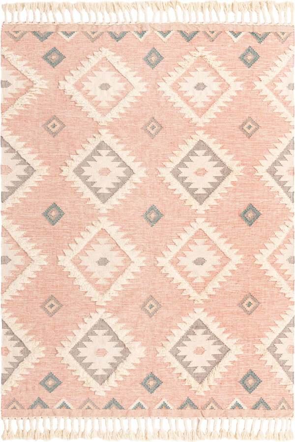 Unique Loom Indoor Rugs - Mesa Tribal 8x11 Rectangular Rug Pink