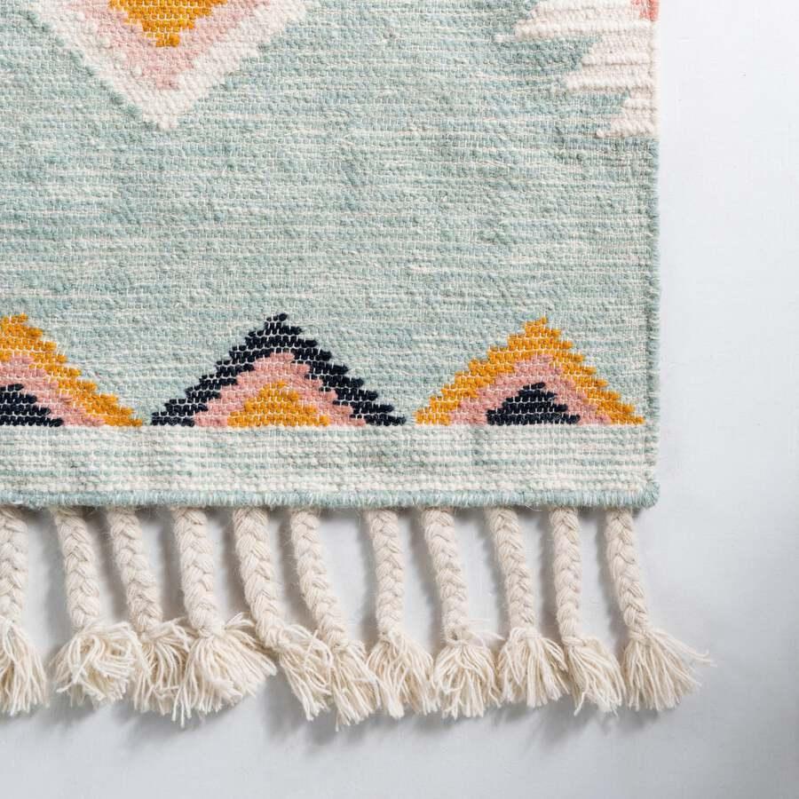 Unique Loom Indoor Rugs - Mesa Tribal 9x12 Rectangular Rug Light Blue