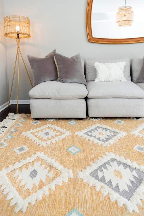 Unique Loom Indoor Rugs - Mesa Tribal 9x12 Rectangular Rug Yellow