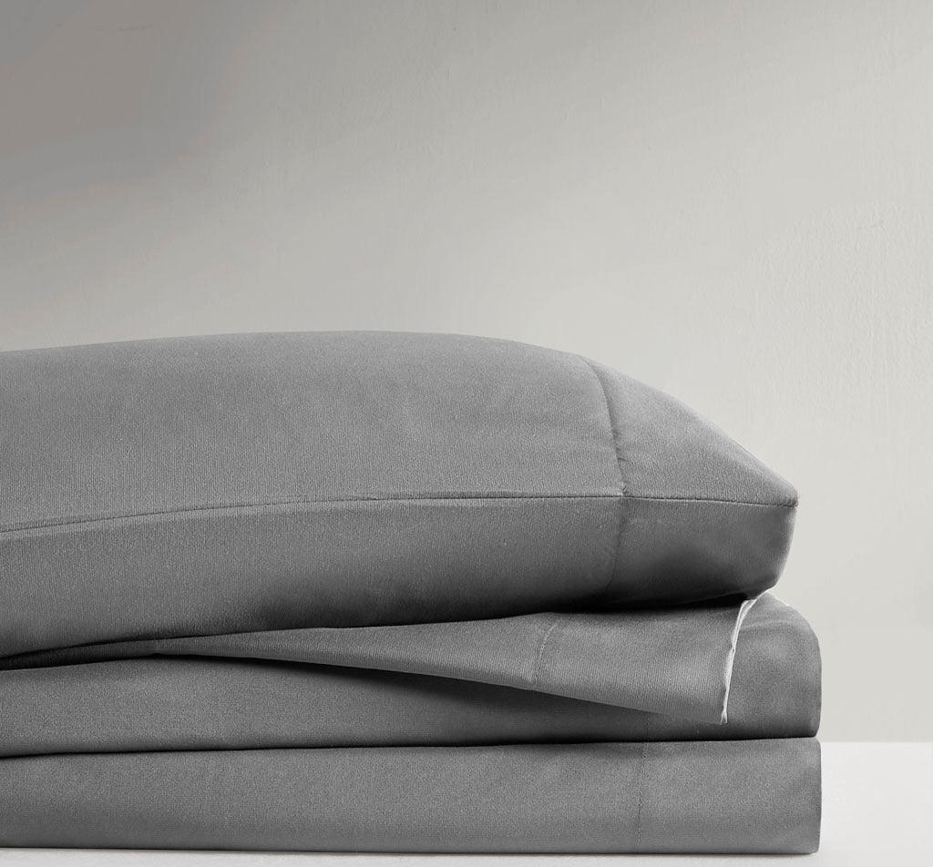 Olliix.com Sheets & Sheet Sets - Microfiber Queen Wrinkle Free Sheet Set Charcoal