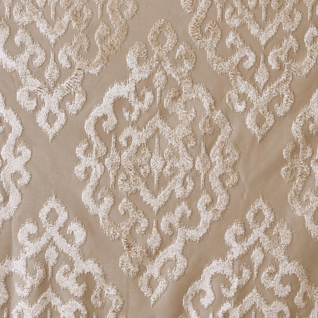 Olliix.com Curtains - Mirage 108 H Knitted Jacquard Damask Total Blackout Grommet Top Curtain Panel Champagne