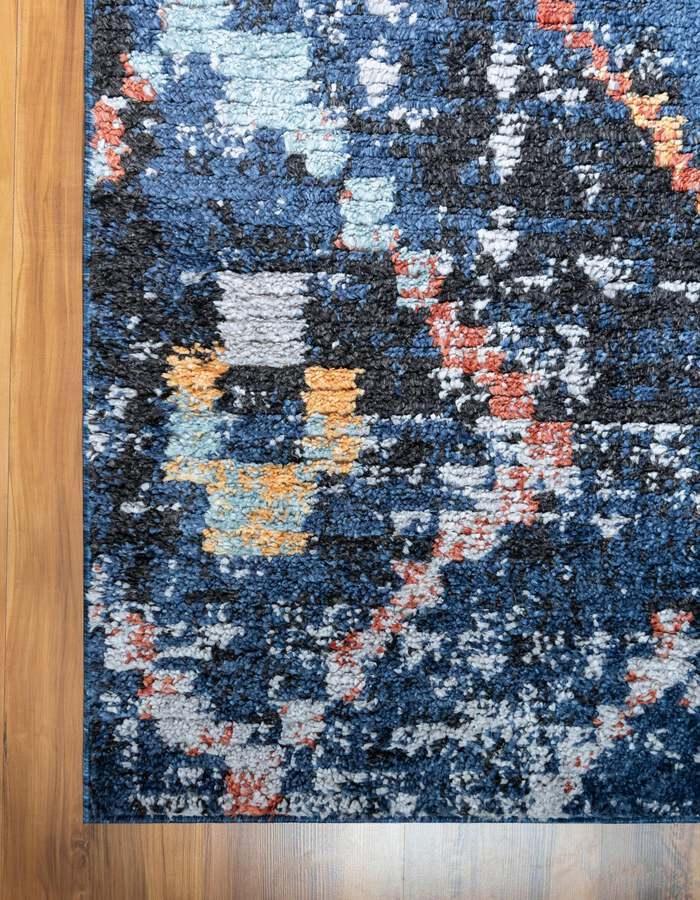 Unique Loom Indoor Rugs - Morocco Geometric 9x12 Navy Blue & Gray