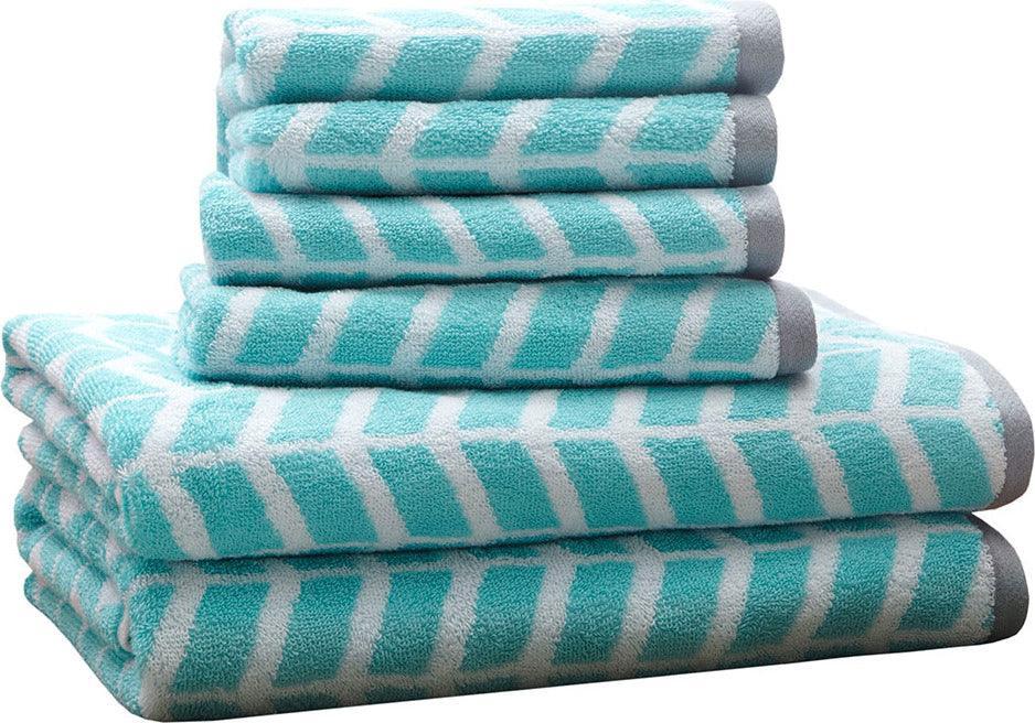 6 Piece Jacquard Woven Towel Sets Include 2 Bath Towels, 2 Hand