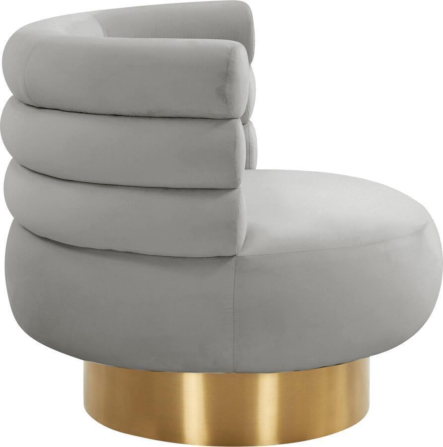 Tov Furniture Accent Chairs - Naomi Grey Velvet Swivel Chair Grey