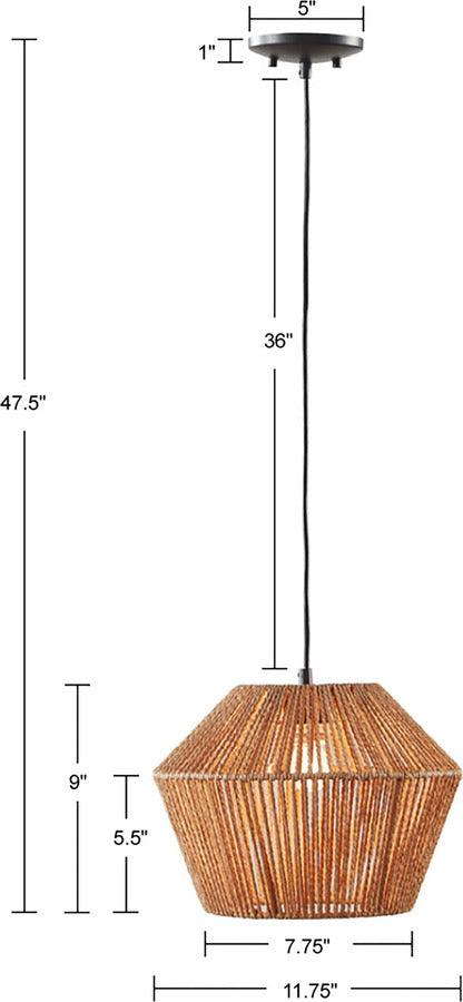 Olliix.com Ceiling Lights - Natural Woven Rope Pendant Matte Black|Natural II151-0141