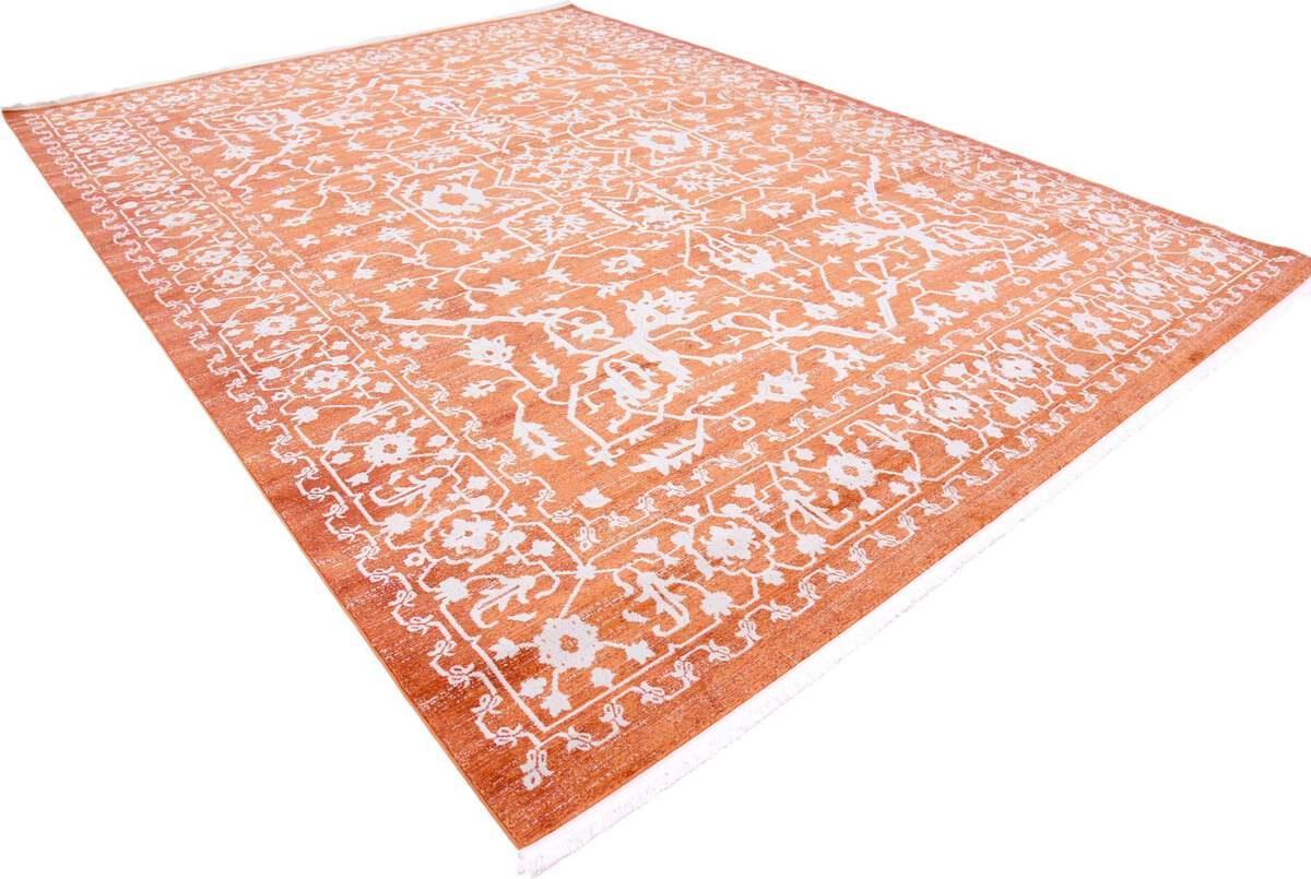 Unique Loom Indoor Rugs - New Border 9x12 Terracotta & Ivory