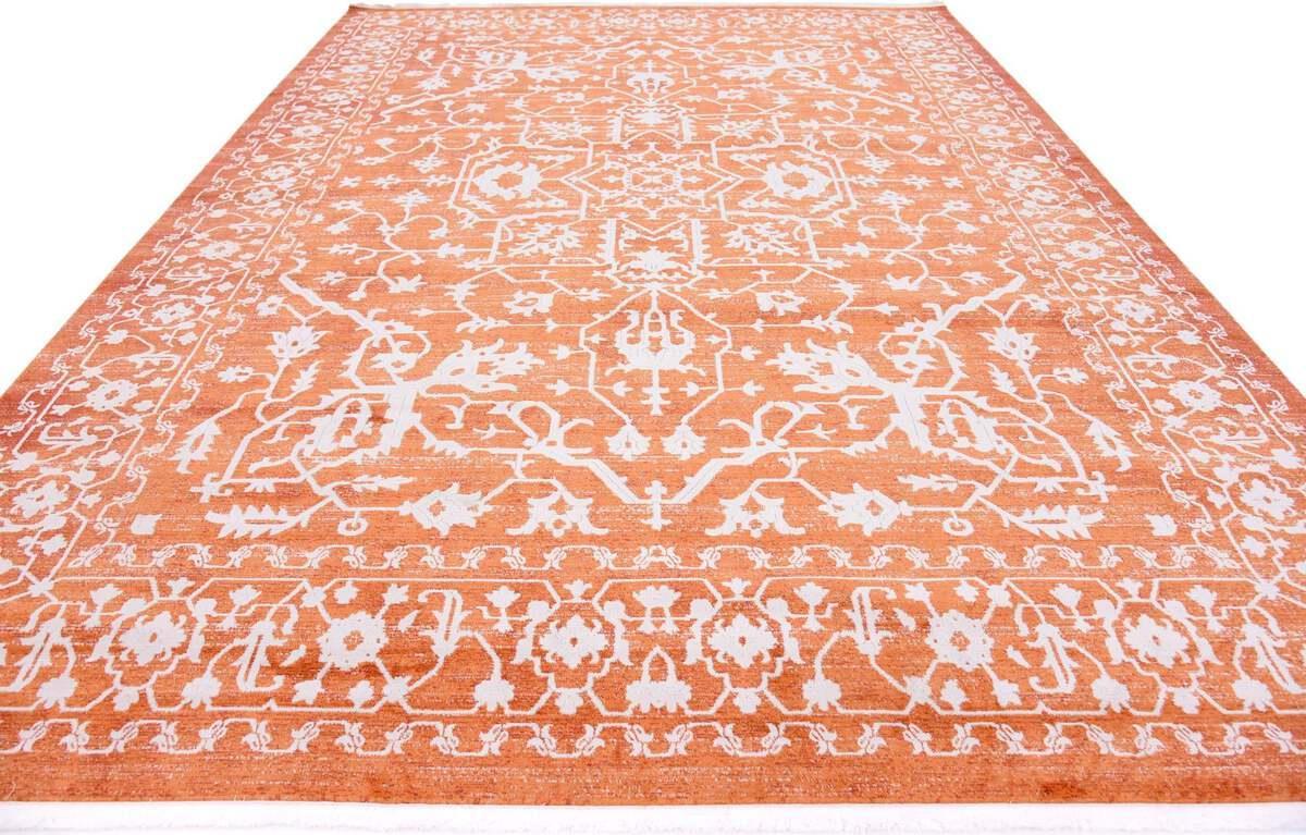 Unique Loom Indoor Rugs - New Border 9x12 Terracotta & Ivory