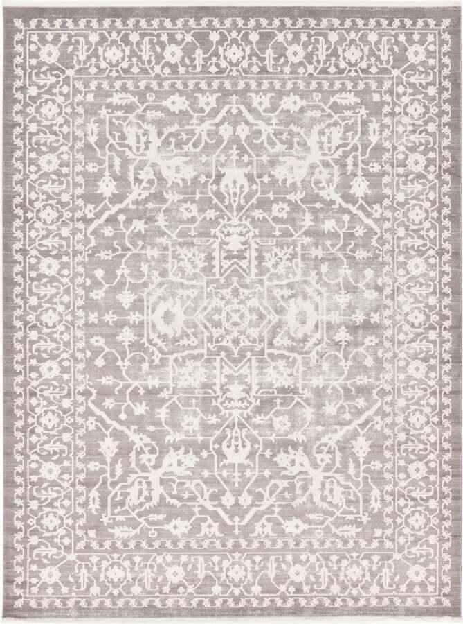 Unique Loom Indoor Rugs - New Classical Border 10x13 Gray & Ivory