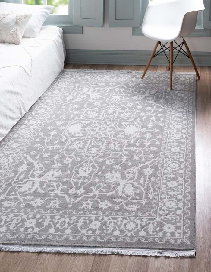 Unique Loom Indoor Rugs - New Classical Border 10x13 Gray & Ivory