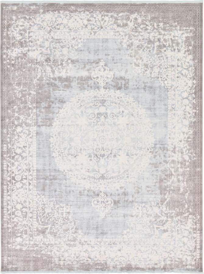 Unique Loom Indoor Rugs - New Classical Border 10x13 Light Blue & Ivory