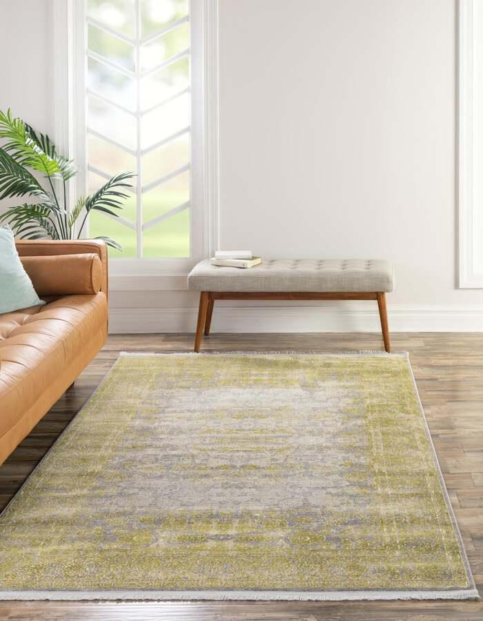 Unique Loom Indoor Rugs - New Classical Border 10x13 Light Green & Gray