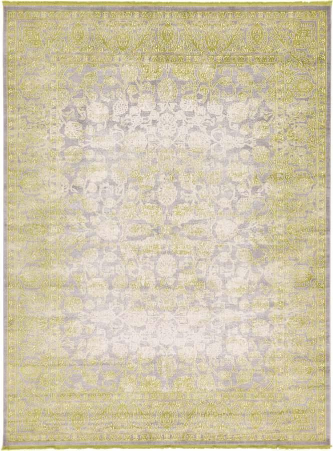 Unique Loom Indoor Rugs - New Classical Border 10x13 Light Green & Gray