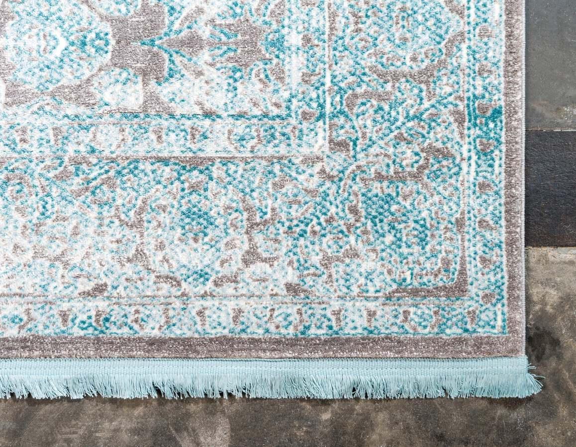 Unique Loom Indoor Rugs - New Classical Border 8x11 Blue & Gray