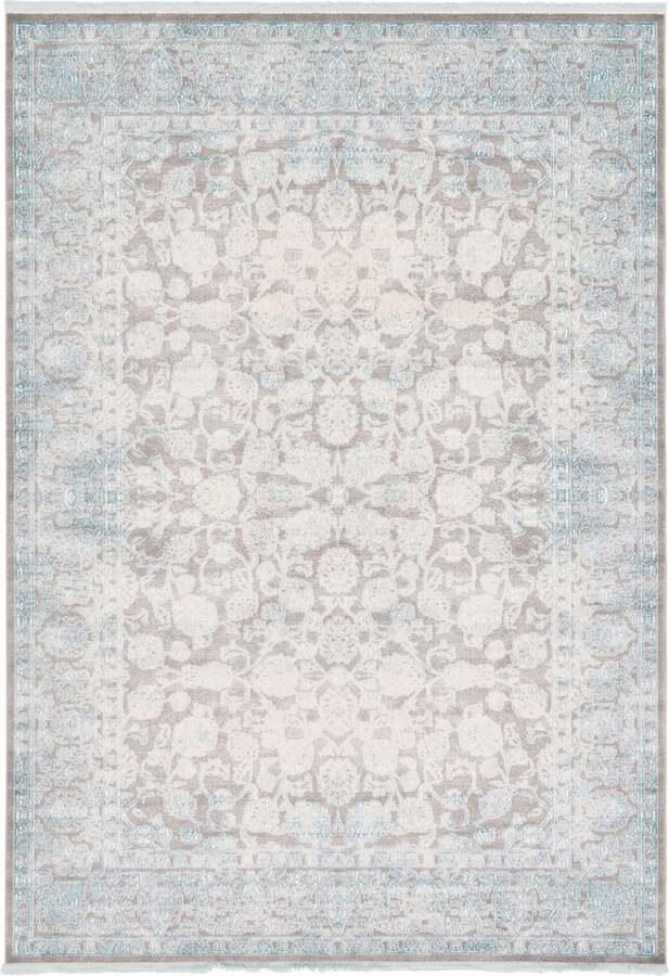 Unique Loom Indoor Rugs - New Classical Border 8x11 Blue & Gray