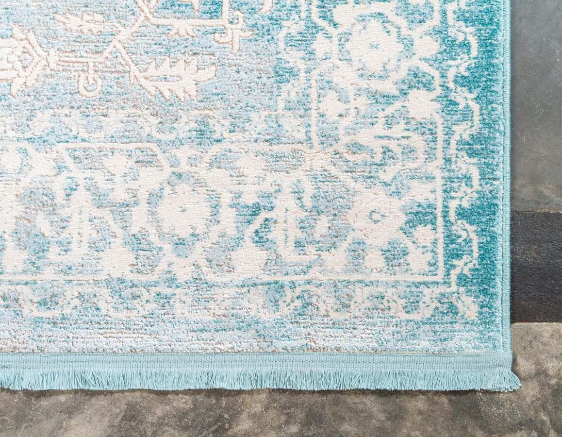 Unique Loom Indoor Rugs - New Classical Border 8x11 Blue & Ivory