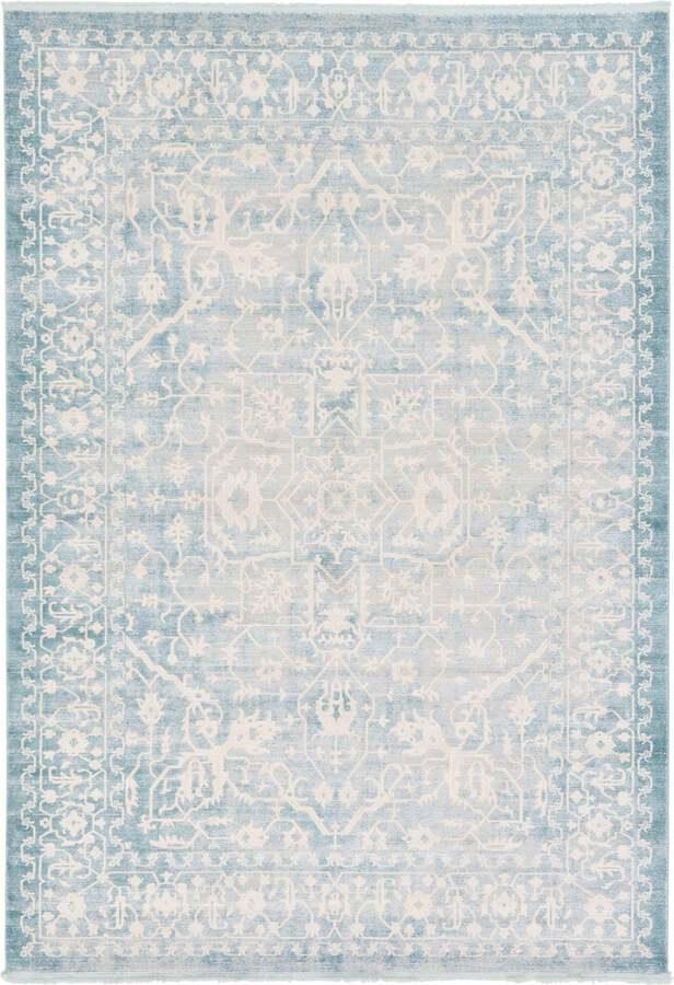 Unique Loom Indoor Rugs - New Classical Border 8x11 Blue & Ivory