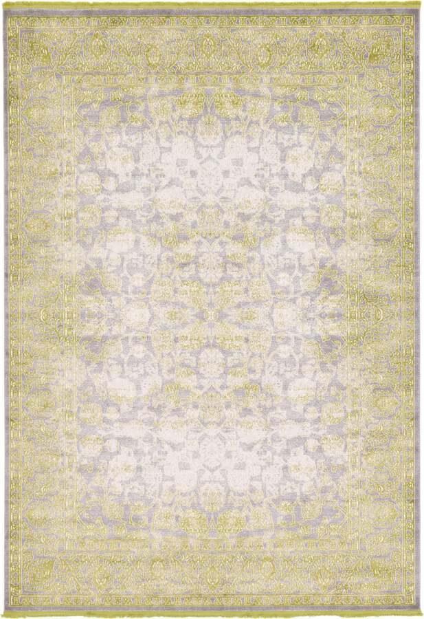 Unique Loom Indoor Rugs - New Classical Border 8x11 Light Green & Gray