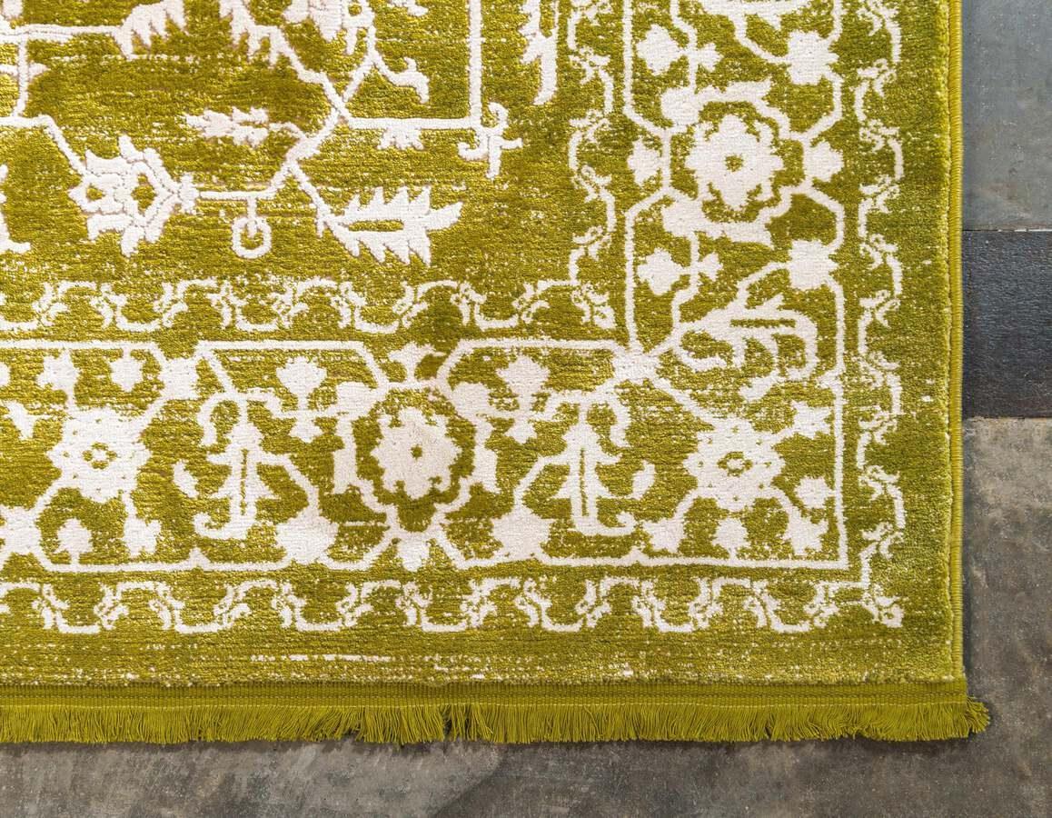 Unique Loom Indoor Rugs - New Classical Border 8x11 Light Green & Ivory