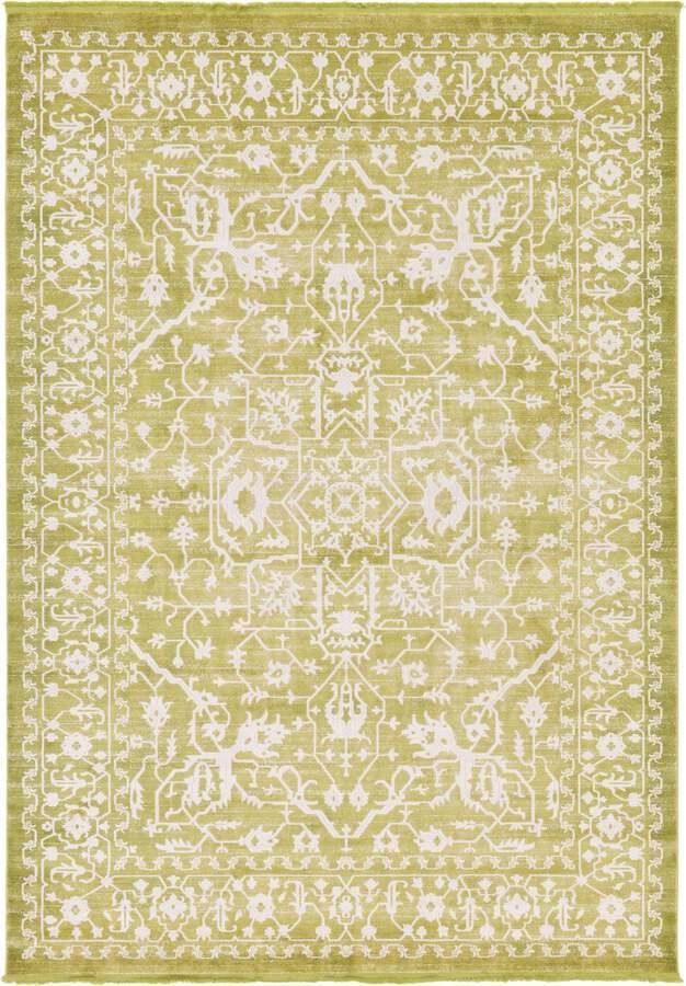 Unique Loom Indoor Rugs - New Classical Border 8x11 Light Green & Ivory