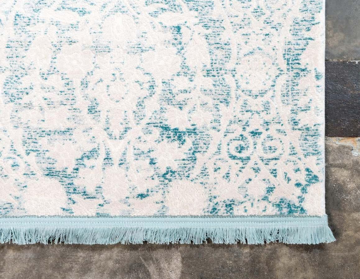 Unique Loom Indoor Rugs - New Classical Farmhouse 8x11 Rectangular Rug Light Blue